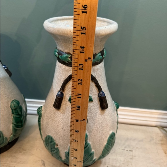 20th century pair of Chinese export crackle majolica signed pair vase - Picture 7 of 8